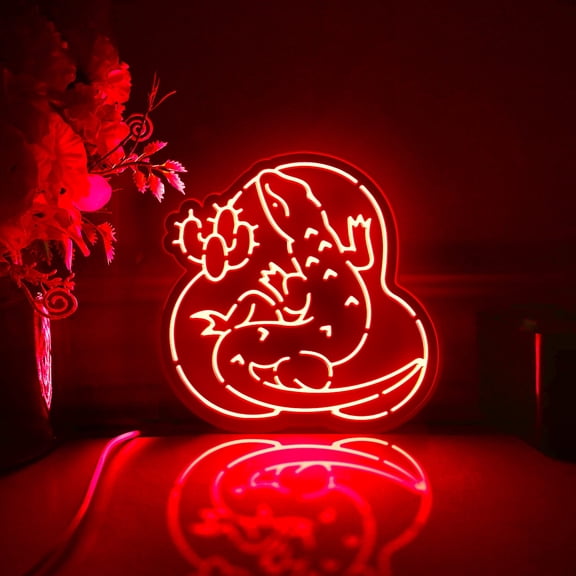 Lizard Led Light Box, Dimmable Neon-Like Light Signs USB Power for Wall Decor Bedroom Decoration, RGB Light (WxH) 6"x6"