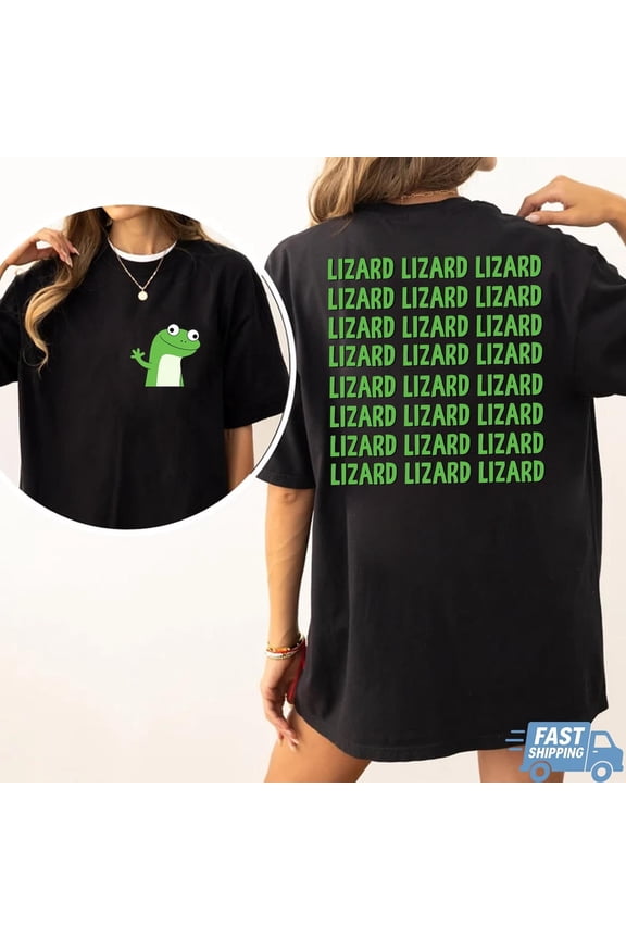 Lizard Lizard Lizard Meme Shirt, Tiktok Viral Meme Lizard Shirt, Lizard Button Meme Shirt for Him or Her, Funny Weirdcore Y2K Aesthetic Gift,Black Color,Size 3XL