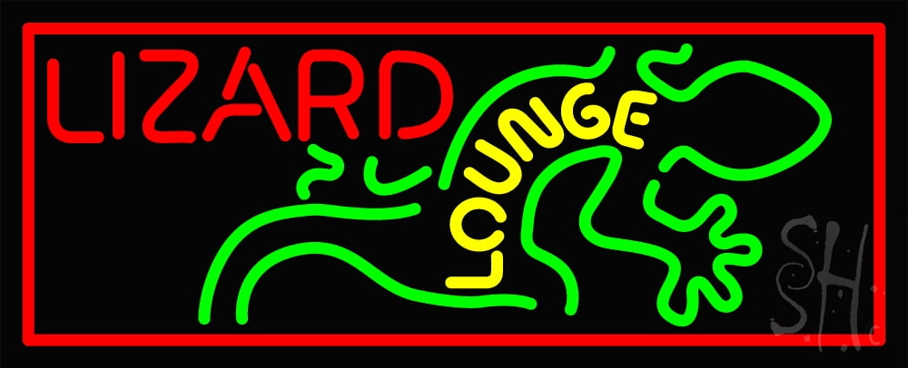 Led Lizaed Lizard Lounge LED Neon Sign 10 x 24 - inches, Clear Edge Cut Acrylic ...