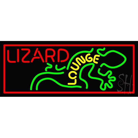 Lizard Lounge LED Neon Sign 13 x 32 - inches, Clear Edge Cut Acrylic Backing, with Dimmer - Bright and Premium built indoor LED Neon Sign for Bar decor.