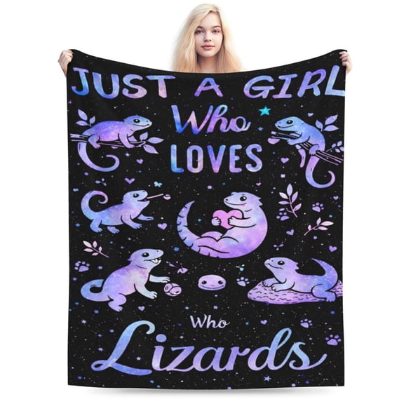 Lizard Lover Blanket Gift Throw Blanket Cozy Soft Cute Galaxy Lizard Pattern Blanket Reptile Home Decor Gift for Lizard Lovers 50x40