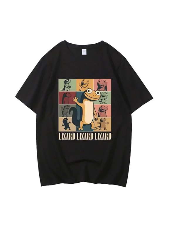 Lizard Meme Cartoon Funny Graphic High Quality Cotton Short Sleeve Crew Neck T-Shirt