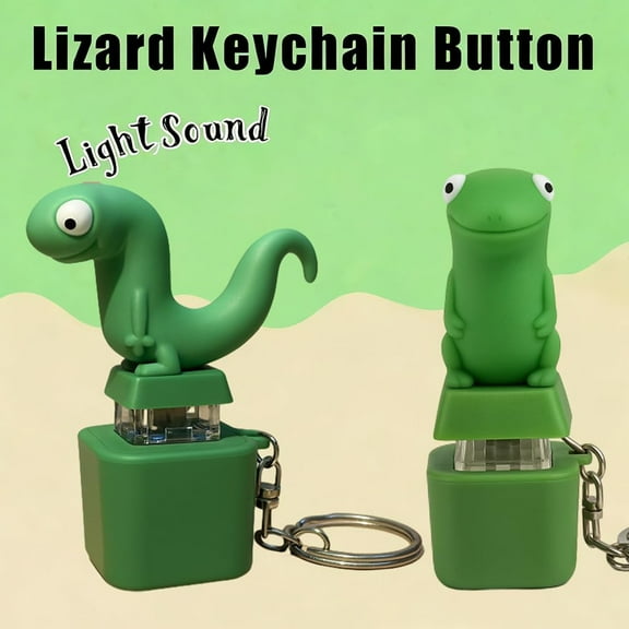 Lizard Mine Button Keychain, Rechargeable Sound Clicker with LED Light, Portable Keychain and Maker Desk Fidget Toy
