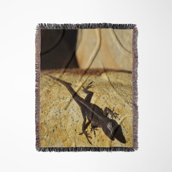 Lizard On Rock, Woven Blanket