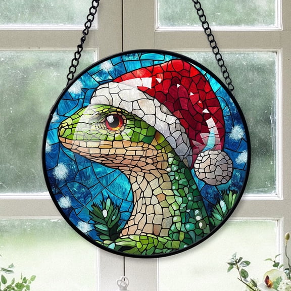 Lizard Ornament Christmas 2025, Lizard Stained Glass Window Hanging  Colorful Sun Catcher for Door and Home Decor, Unique Wildlife Art Gift