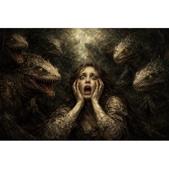 Lizard People Cryptid Wall Art, Halloween Horror Wall Art - Walmart.com