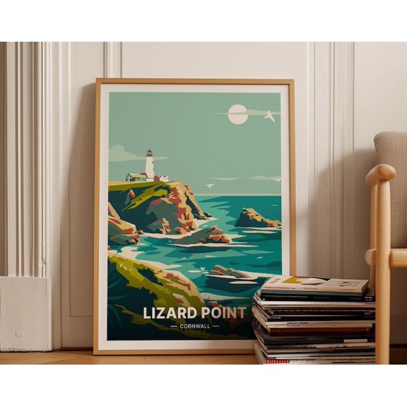 Lizard Point Cornwall Coastal Wall Art Print, Unframed Paper Poster 24x36in