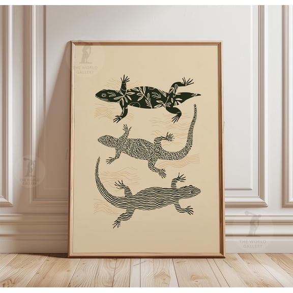 Lizard Poster, Reptile Wall Art Print, Minimal Nature Animal Decor, Poster Only