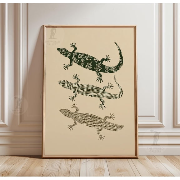 Lizard Poster, Reptile Wall Art Print, Minimal Nature Animal Decor, Poster Only