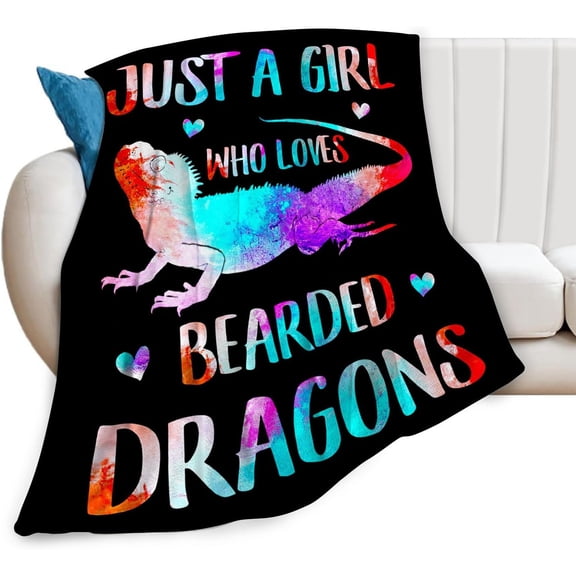 Lizard Reptile Blanket Soft Warm Cozy Who Loves Bearded Dragon Blanket Fuzzy Plush Fleece Lightweight Flannel Blankets Lizard Gift for Adult Women Men Girl Boy 60"x50"