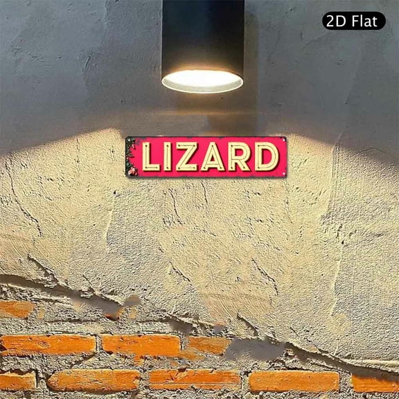 Lizard Retro Aluminum Sign 4x16 Inch, Vintage Marquee Style Metal Wall Art with Floral Accents for Home Bar Garage Wall Decor 1pc
