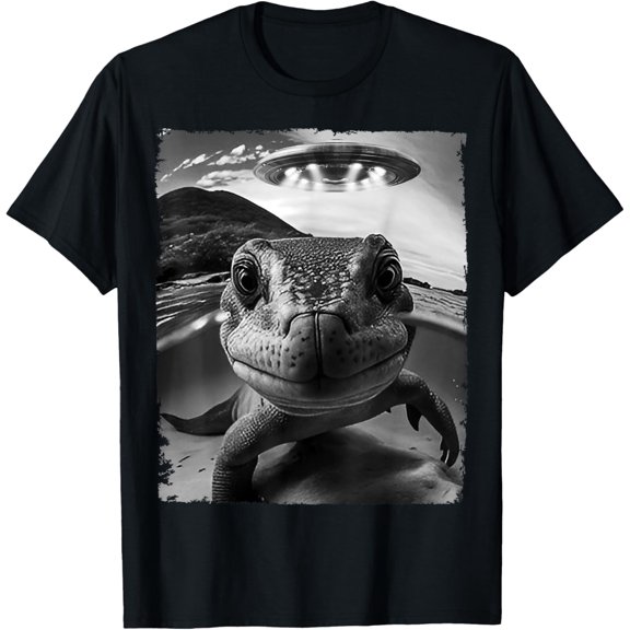 Lizard Selfie Alien Ufo T-shirt