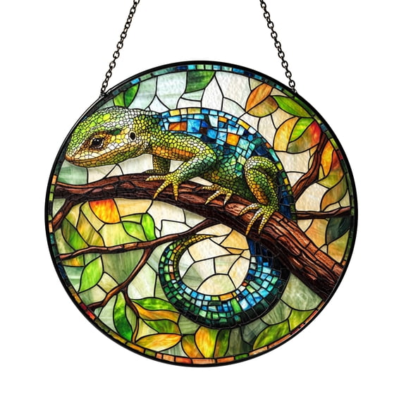 Lizard Stained Glass Style Suncatcher – Decorative Window Hanging Art