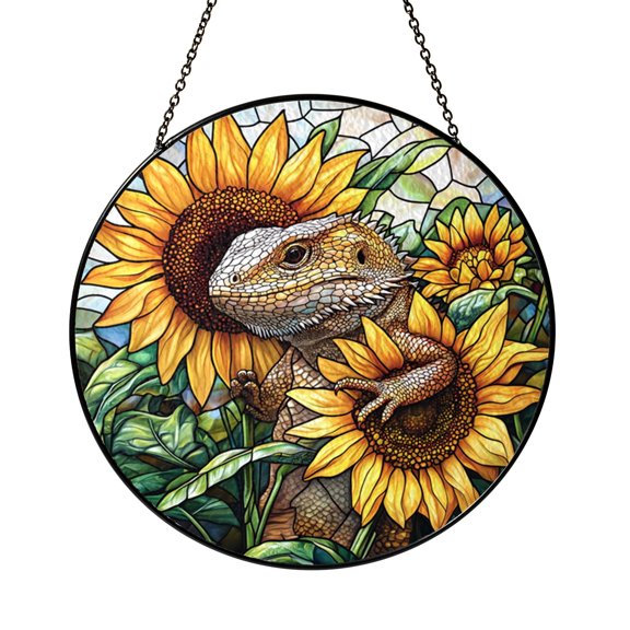 Lizard Stained Glass Suncatcher – Reptile Inspired Window Art Decor