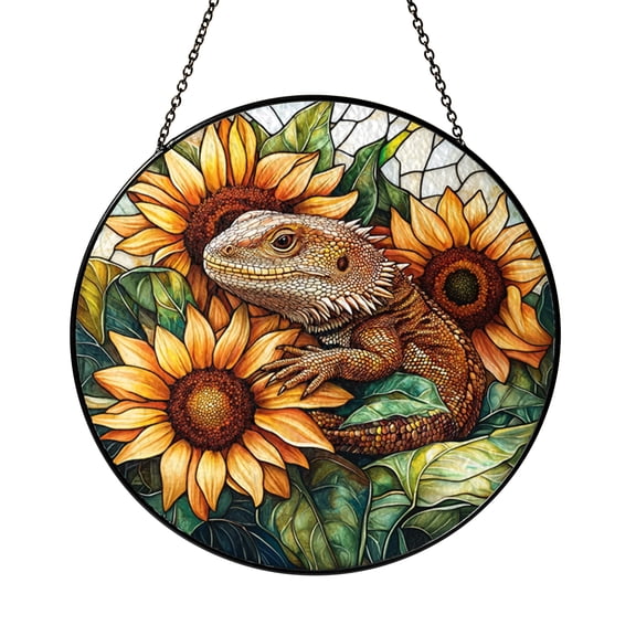 Lizard Stained Glass Suncatcher – Reptile Window Art Decor
