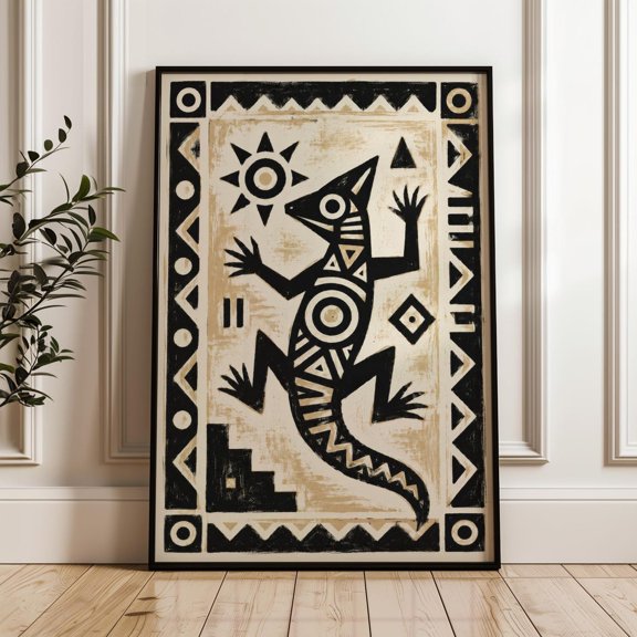 Lizard Tribal Geometric Southwestern Poster