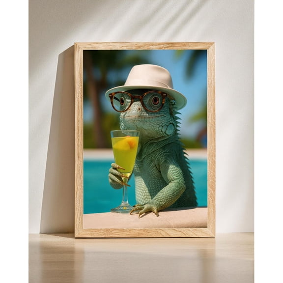 Lizard Tropical Iguana Summer Pool Poster