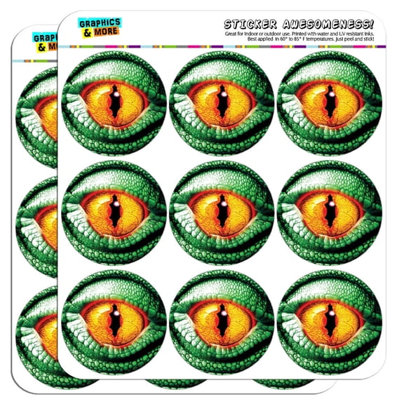 Lizard Yellow Eye Green Scales 2" Scrapbooking Crafting Stickers