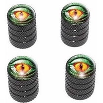 Lizard Yellow Eye Green Scales Tire Rim Wheel Aluminum Valve Stem Caps, Multiple Colors