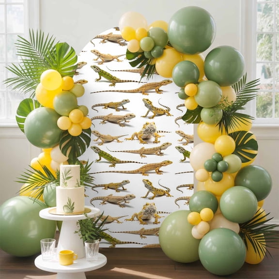 Lizards Arch Backdrop Cover, 7.2FT, Animals Reptiles Texture Modern Style Spandex Arch Covers Double-Sided Backdrop for Wedding Birthday Party Photo Background Decoration