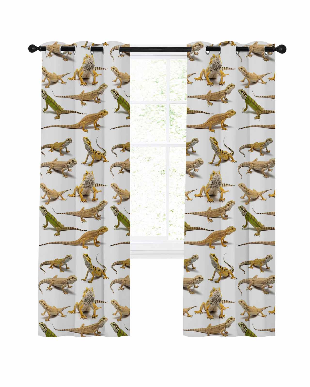 Lizard Window Lizards Blackout Curtains 96 Inch Length Animals Reptiles Texture ...