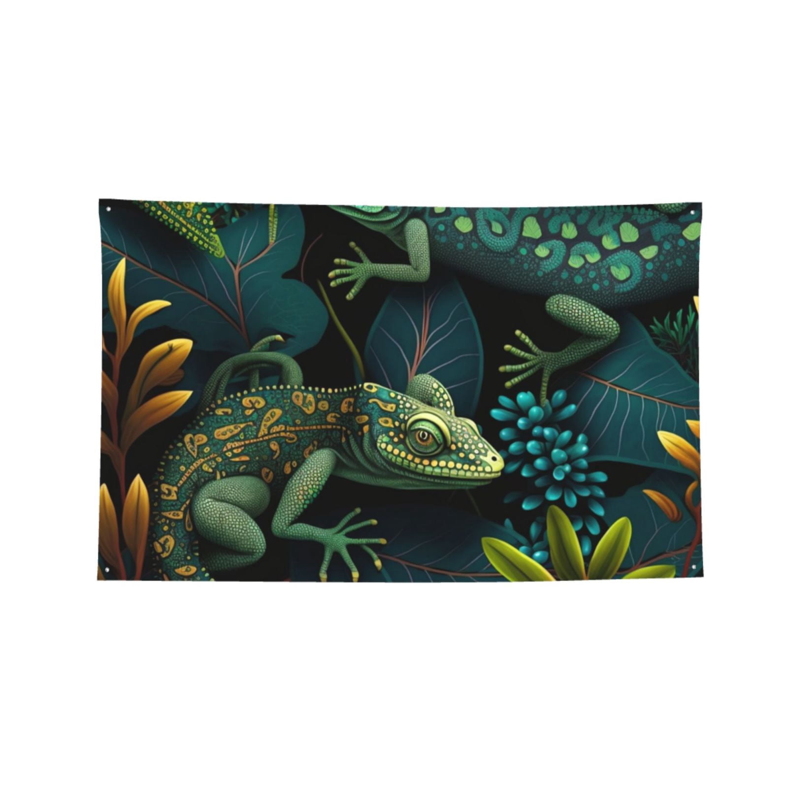 Lizards Lizard Art Green Four Hole Decorated Banner Flag for Garden Yard Home Decoration Indoor Outdoor 4x6 Ft