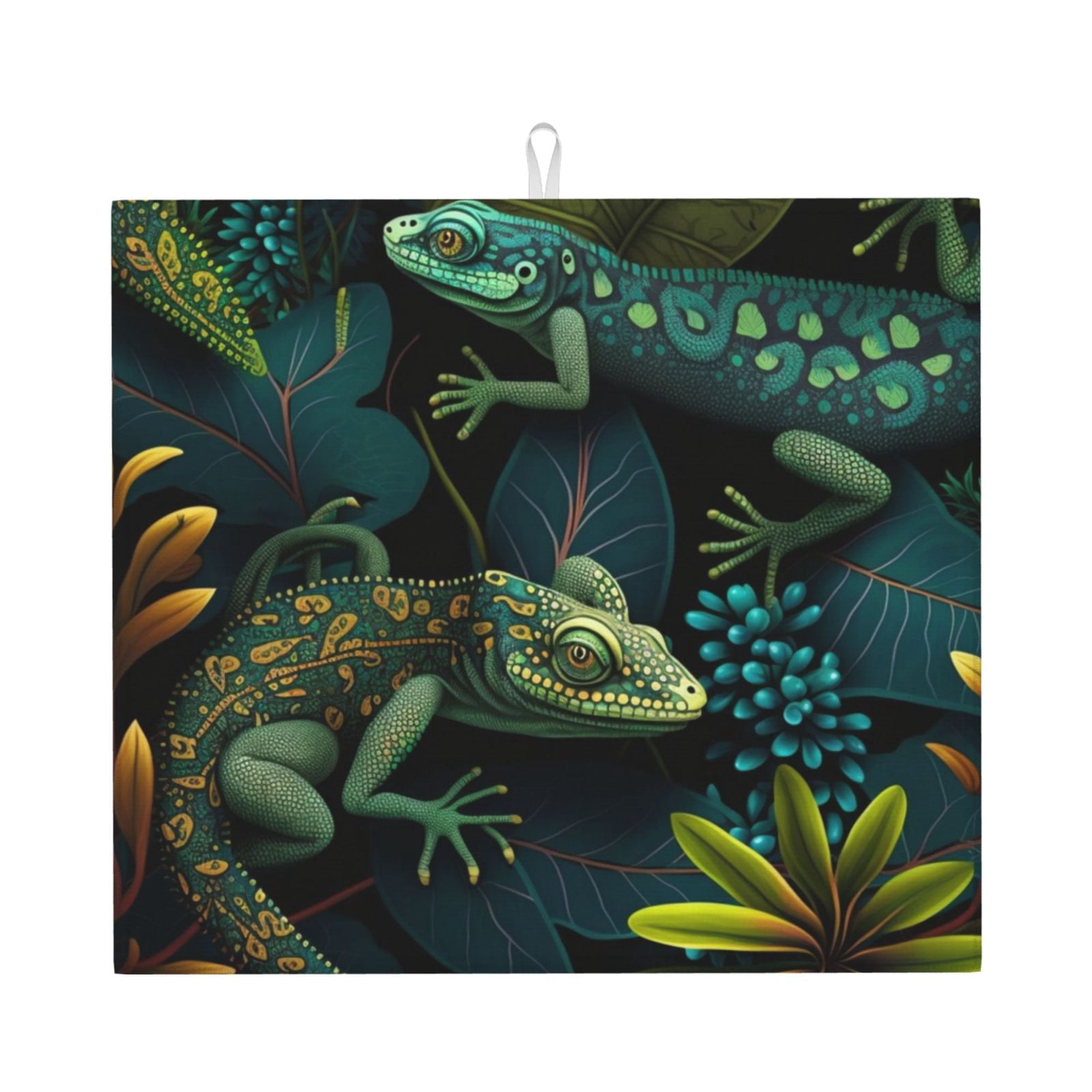 Lizards Lizard Art Green Kitchen Drying Mat 18x16 Inch Ultra Absorbent ...