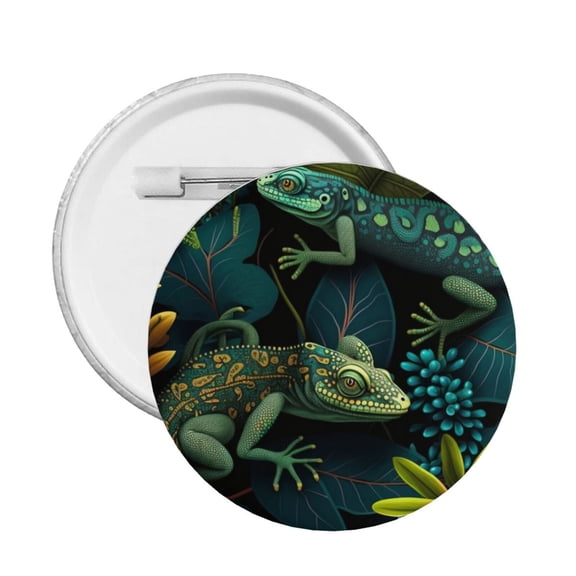 Lizards Lizard Art Green Round Button Pin Badge 5PCS Pinback Buttons Lapel Pin for Jacket, Backpack, Hat, Party Favor, Gift