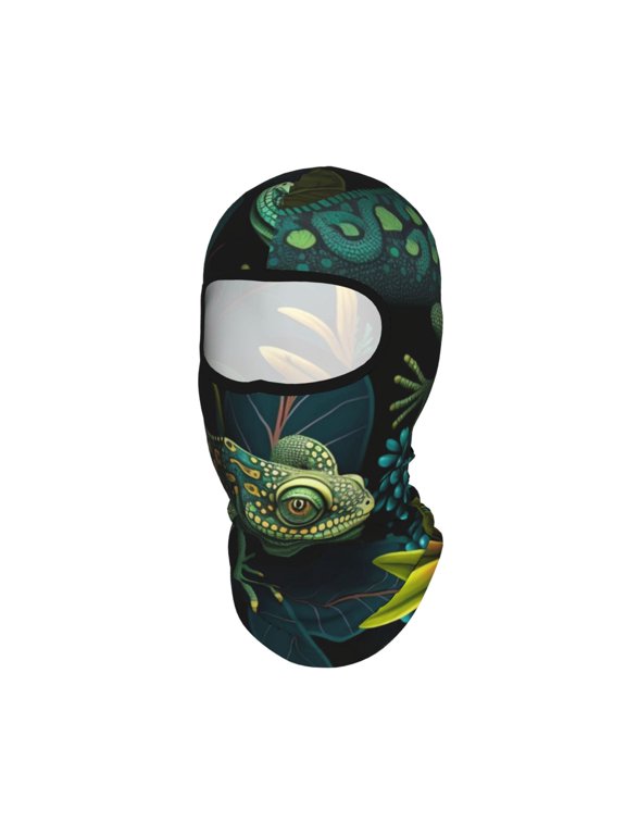 Lizards Lizard Art Green Unisex Balaclava Ski Mask Full Face Cover for Cold Weather & UV Protection, Breathable Cooling Helmet Liner