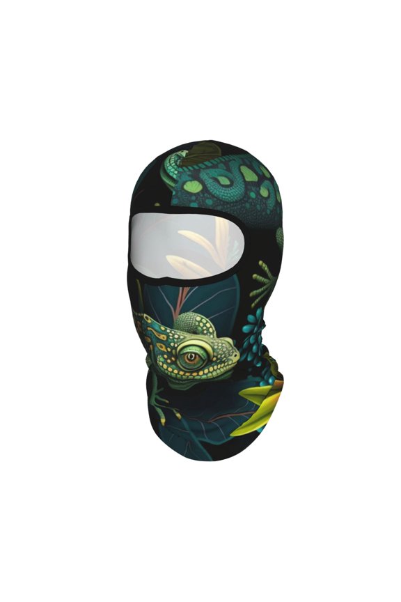Lizards Lizard Art Green Unisex Balaclava Ski Mask Full Face Cover for Cold Weather & UV Protection, Breathable Cooling Helmet Liner