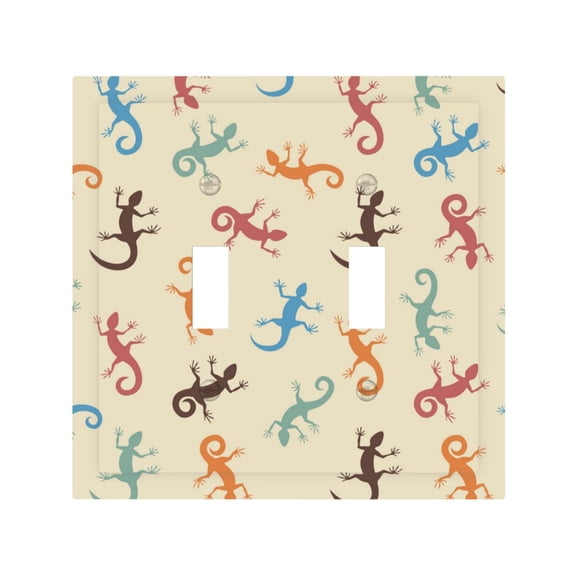 Lizards Lizard Pattern 2 Gang Switch Wall Plate Decorative Double Toggle Cover with 4 Painted Screws for Home & Commercial Use