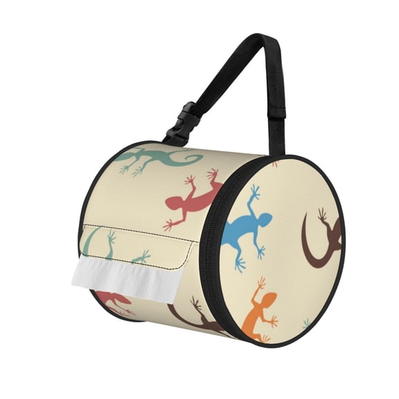 Lizards Lizard Pattern Portable Cylinder Toilet Paper Holder Tissue Dispenser Hanging Storage Bag with Strap