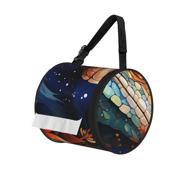 Lizards Lizard Starry Portable Cylinder Toilet Paper Holder Tissue Dispenser Hanging Storage Bag with Strap
