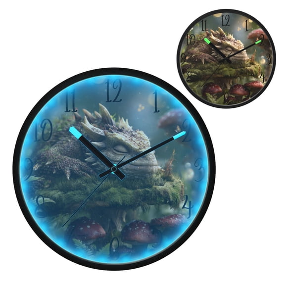 Lizards Luminous Wall Clock with Sound-Activated LED 12-Inch Silent Acrylic Timepiece for Bedroom Livingroom or Office