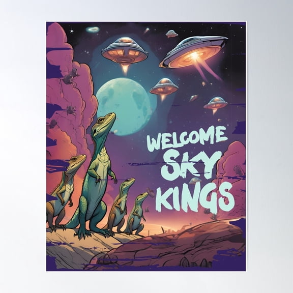 Lizards Welcome Aliens Funny World Invasion Spaceships Sci-Fi Science Fiction Poster Wall Art Modern Wall Decor For Living Room Bedroom Art