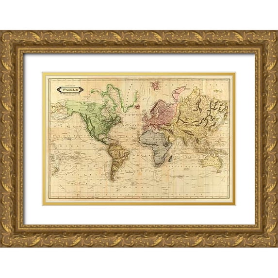 Lizars, Daniel 18x13 Gold Ornate Wood Framed with Double Matting Museum Art Print Titled - World, 1831