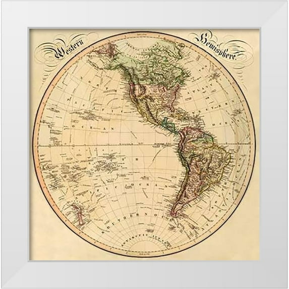 Lizars, Daniel 20x20 White Modern Wood Framed Museum Art Print Titled - Western Hemisphere, 1831