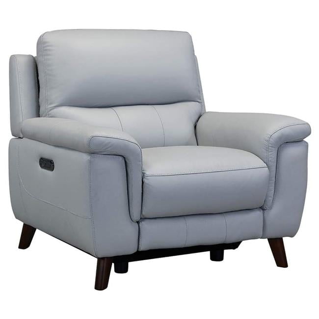 Dove Gray Contemporary Leather Power Recliner with USB, 40"