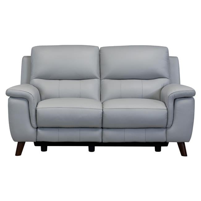 Contemporary Gray Top Grain Leather Power Reclining Loveseat with USB