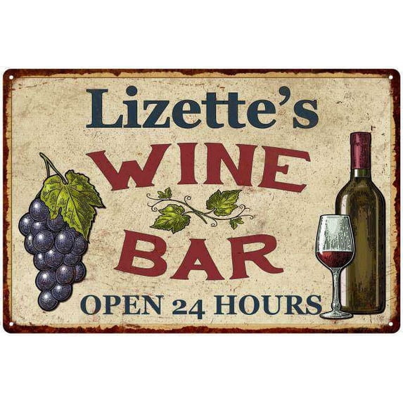Lizette's Rustic Wine Bar Sign Wall Décor Kitchen Gift 8 x 12 Matte Finish Metal 108120056807