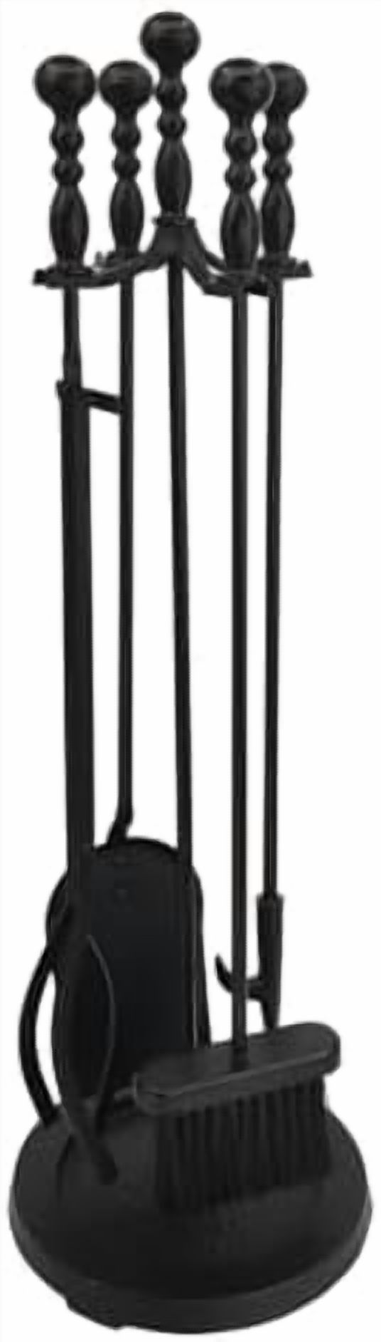 Valiant Fireside Companion Tool Set. Includes 4-Piece Set In Satin Black Finish Coal Shovel Tongs Poker Decorative Stand~5031300005100 01c Mp