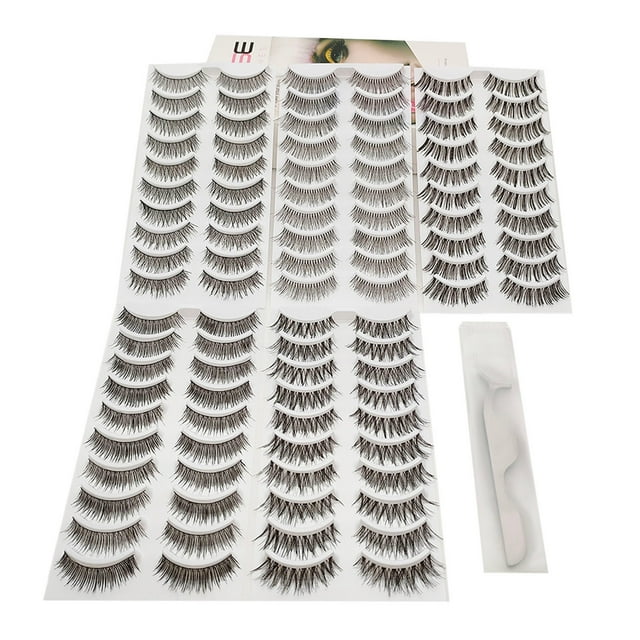 Lizheee 50 Pairs Of Handmade False Eyelashes Set Thick And Five Styles