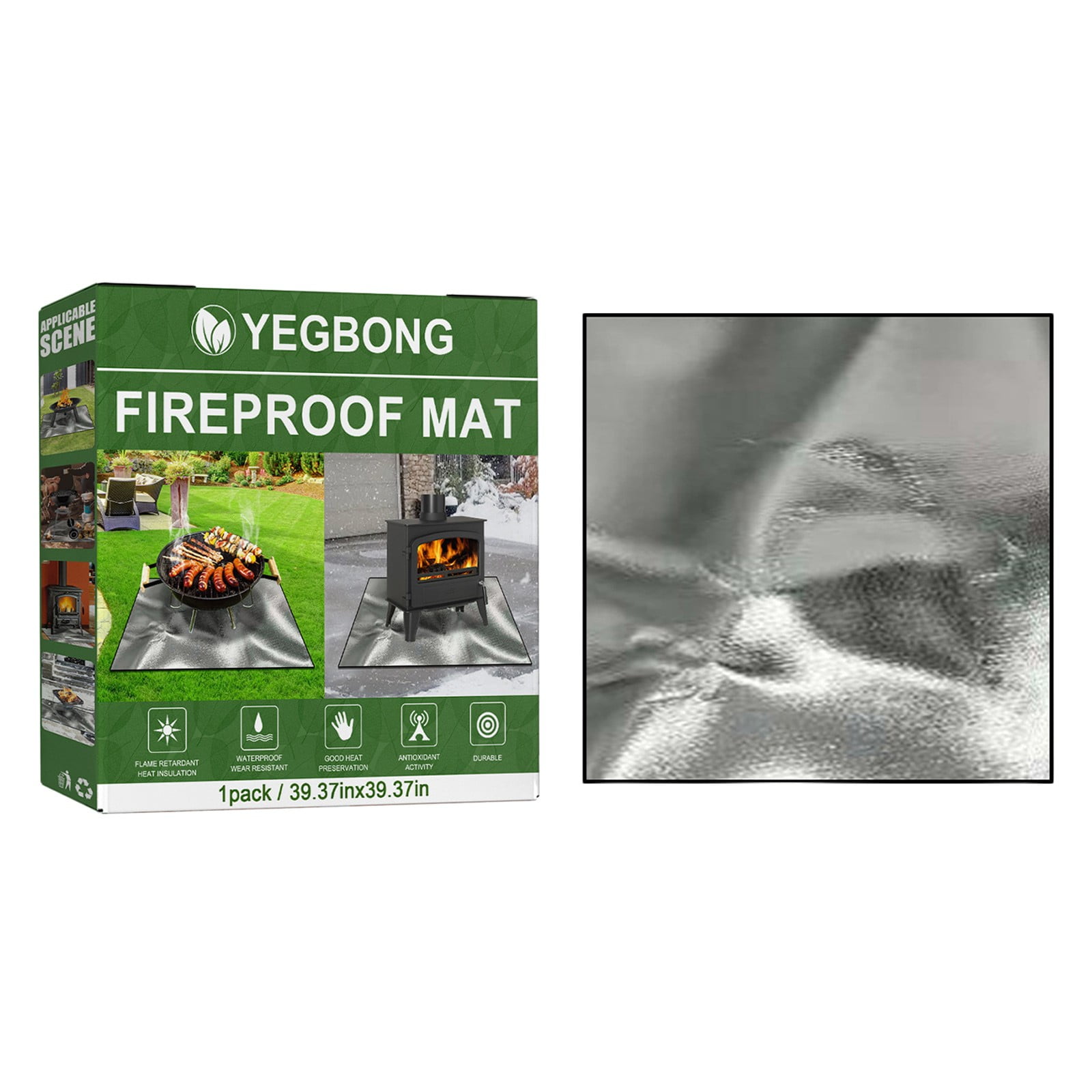 Lizheee Fireproof Mat Fire Grill Mats Protector Pad For Outdoor Roaster
