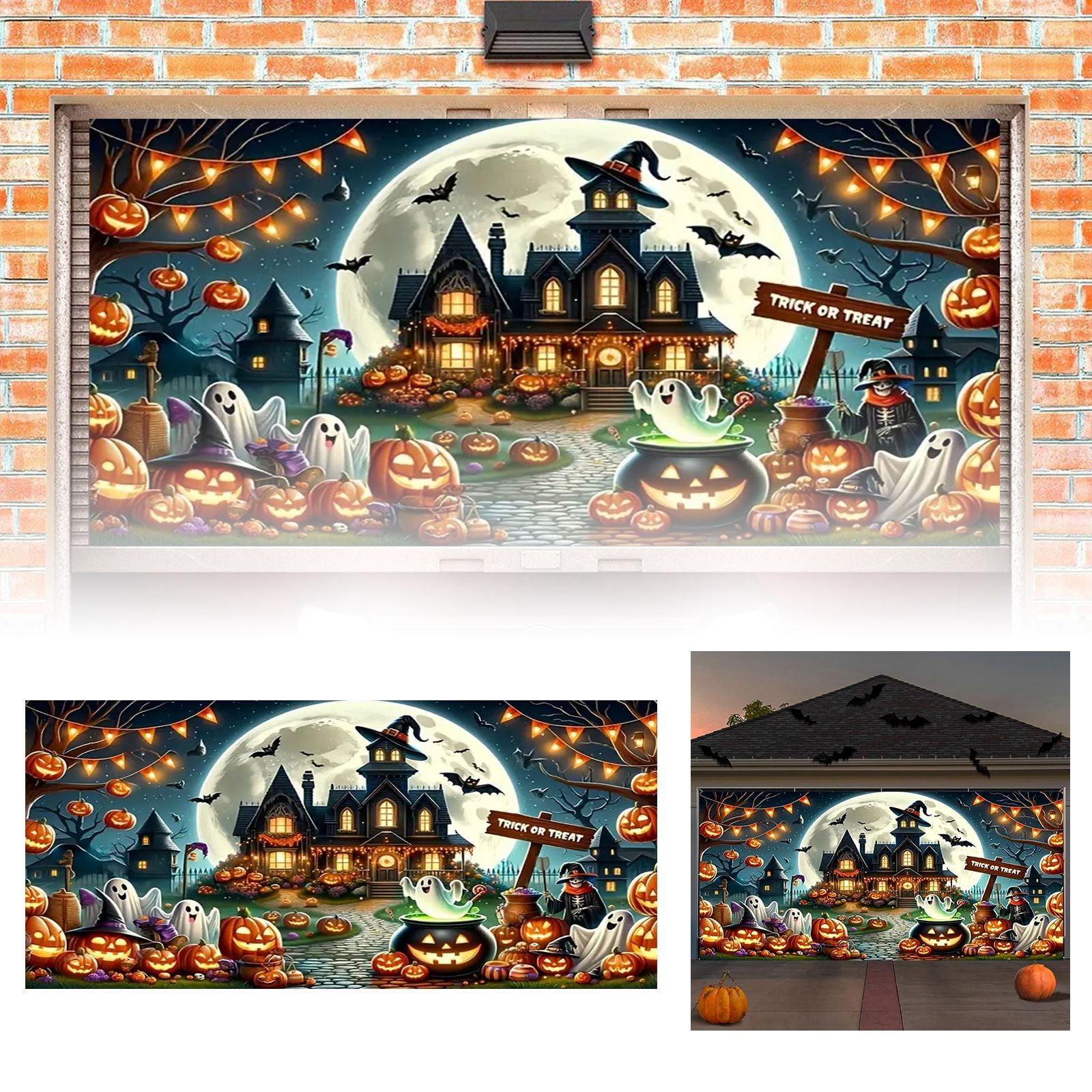 Lizheee Happy Background Party The Bat Cemetery Fence Wall Flag Pole