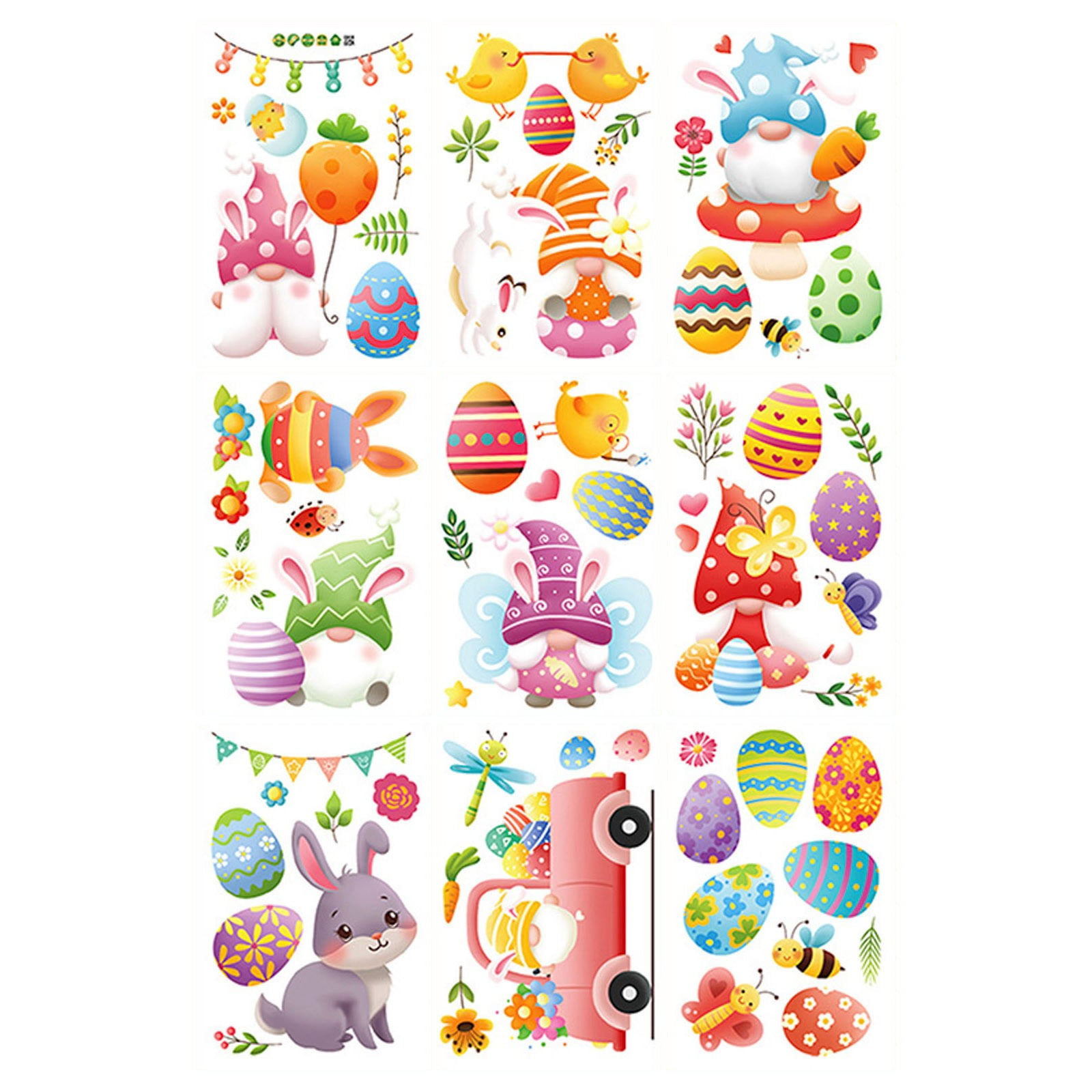 Lizheee Inappropriate Hard Hat Stickers 9 Sheets Easter Day Window Clings Large Rabbit Easter