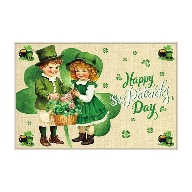 Lizheee St. Patrick's Day Carpet For Door Mat Indoor Outdoor