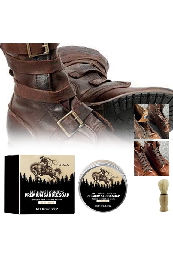 Saddle Soap for Leather – 3-Piece Saddle Soap Kit for Leather Cleaning, Boots, Tack, and Saddles – Includes Applicator and Cloth – Leather Soap and Conditioner for Leather Boots and Tack Care