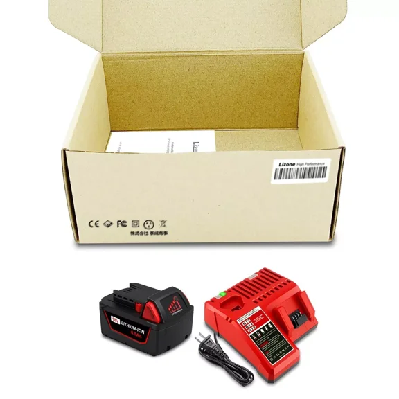 Lizone 18V 6.5Ah Rechargeable Lithium-ion Battery Pack with 18V M18 Battery and Charger, New 2 Count, 1 Pack