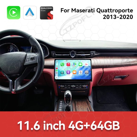 Lizpofly 11.6 inch Android Double Din Car Radio For Maserati Quattroporte 2013-2020 Car Multimedia Video Player GPS Navigation Carplay Head Unit Touch Screen
