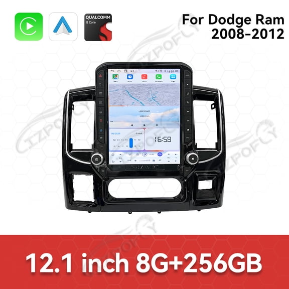 Lizpofly 12.1 inch Android Double Din Car Radio For Dodge Ram 2008-2012 Car Multimedia Video Player GPS Navigation Carplay Head Unit Touch Screen